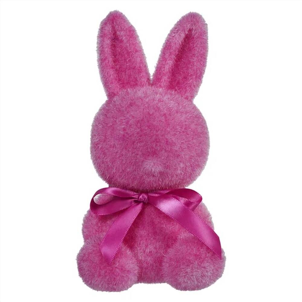 NEW ONE HUNDRED 80 DEGREES flocked sitting bunny in hot pink